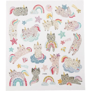 Stickers Creotime Djur - Katter unicorn från Creotime. Klistermärken med katter som förvandlats till enhörningar. Tidformera