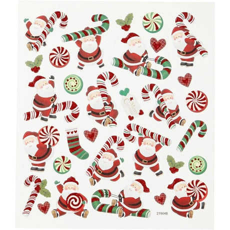 Stickers Creotime Jul - Santa Claus and candy stick - Creotime - Tidformera