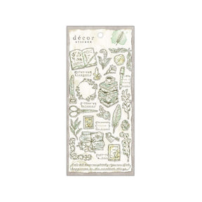 Stickers decor sticker - Spruce från Mind Wave. Förpackning med klistermärken i grönt. Böcker, sax, brev, växter. - Tidformera