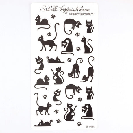 Stickers - Everyday Is Caturday - Black - 1 - The Well-Appointed Desk - Tidformera