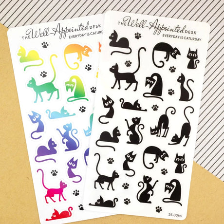 Stickers - Everyday Is Caturday - Black - 3 - The Well-Appointed Desk - Tidformera