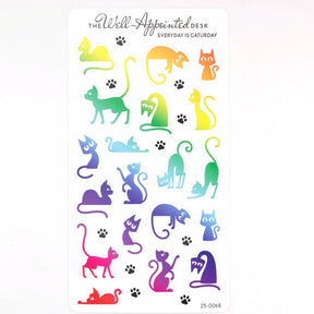 Stickers - Everyday Is Caturday - Rainbow - 1 - The Well-Appointed Desk - Tidformera