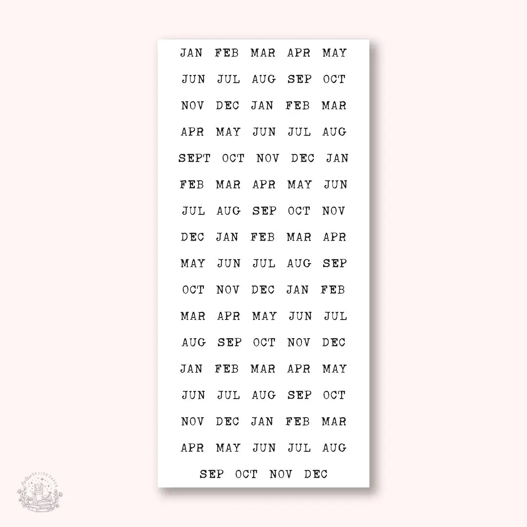 Stickers Kalender - Monthly - Small Typewriter (förkortat) - 1 - Hello Petite Paper - Tidformera