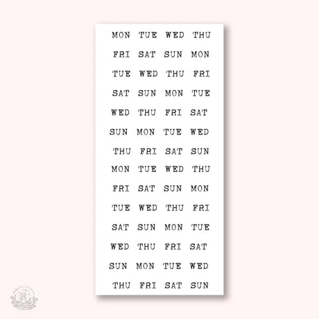 Stickers Kalender - Week - Large Typewriter (förkortat) - 1 - Hello Petite Paper - Tidformera