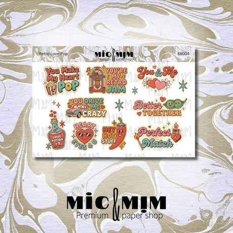 Stickers Mic & Mim - Retro Love Pop - 1 - MIC & MIM Premium Paper Shop - Tidformera