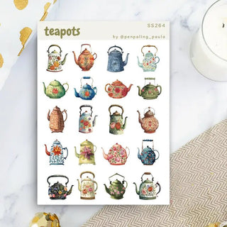 Stickers - Penpaling Paula - Teapots - 1 - Penpaling Paula - Tidformera