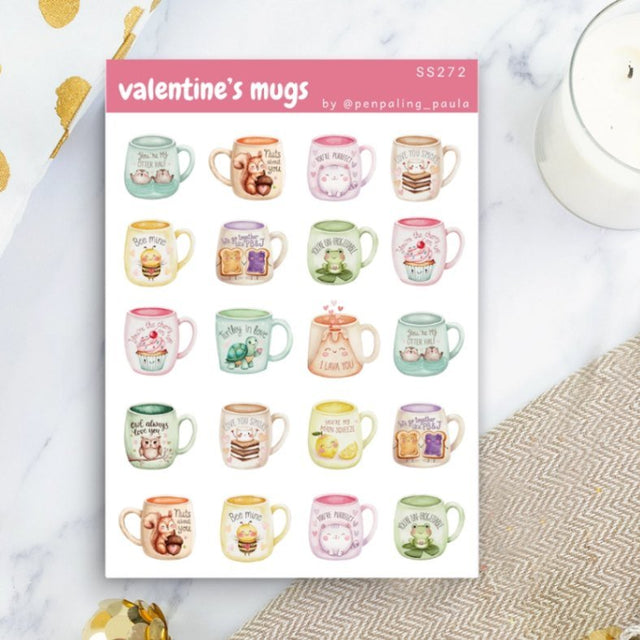 Stickers - Penpaling Paula - Valentine's Mugs - 1 - Penpaling Paula - Tidformera