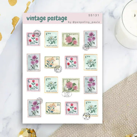 Stickers - Penpaling Paula - Vintage Postage - 1 - Penpaling Paula - Tidformera