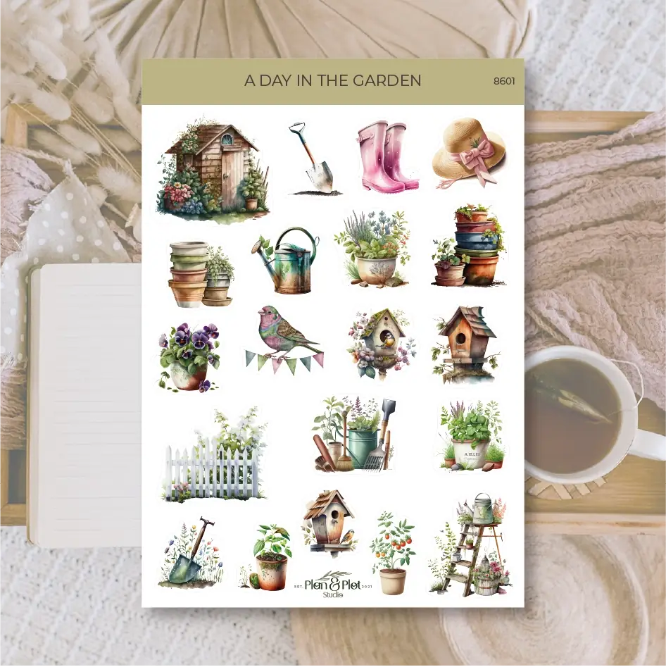 Stickers Plan & Plot Studio Vinyl - A Day in the Garden – Tidformera