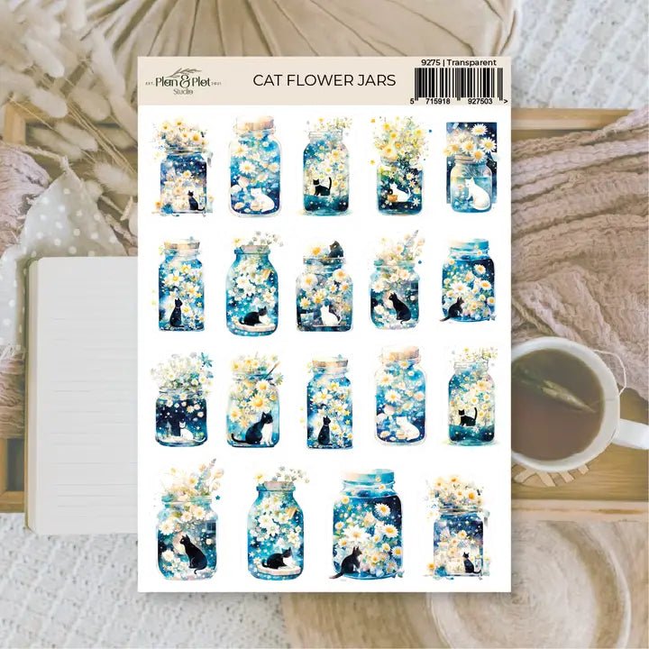 Stickers Plan & Plot Studio Vinyl - Cat Flower Jars – Tidformera
