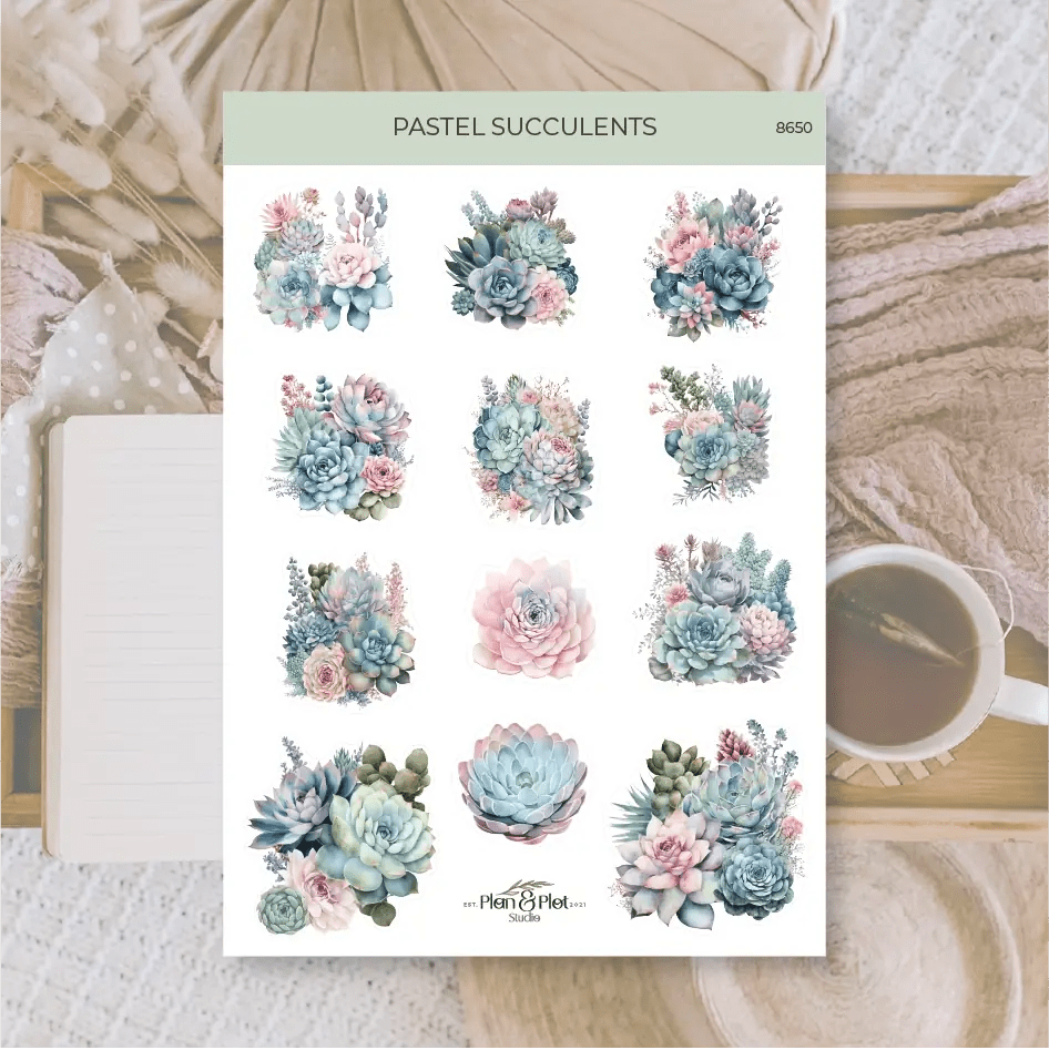 Stickers Plan & Plot Studio Vinyl - Pastel Succulents – Tidformera