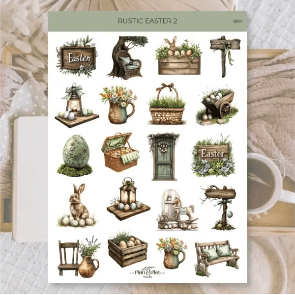 Stickers Plan & Plot Studio Vinyl - Rustic Easter 2 – Tidformera