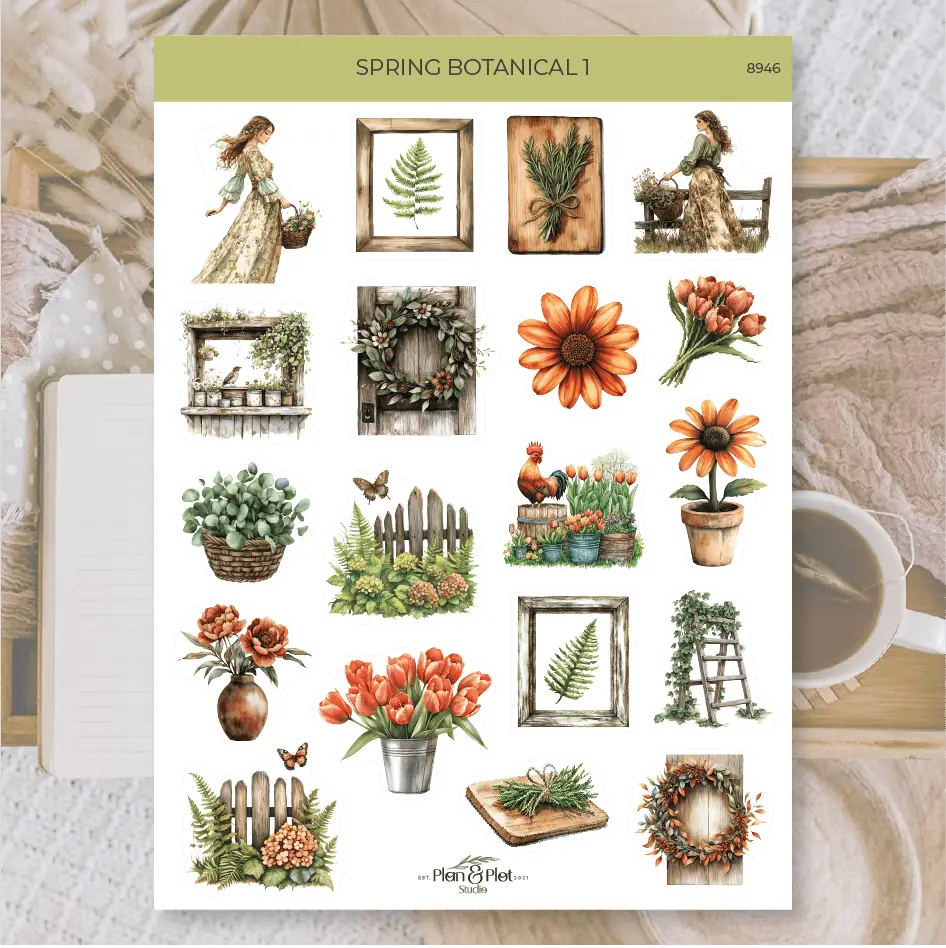 Stickers Plan & Plot Studio Vinyl - Spring botanical 1 – Tidformera