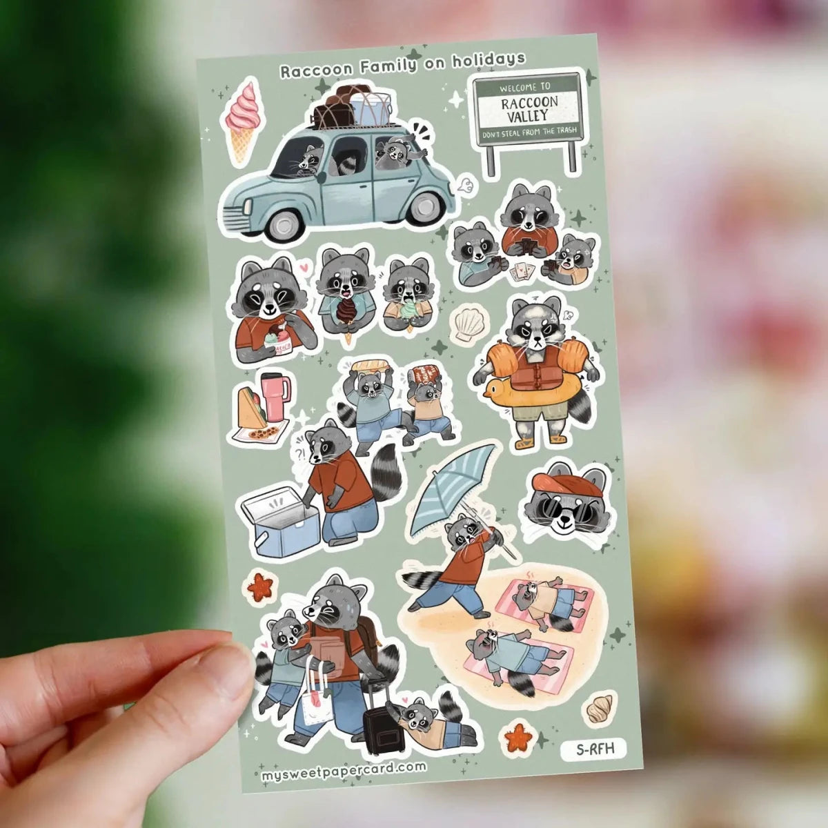 Stickers - Raccoons On Holidays - 1 - My Sweet Paper Card - Tidformera