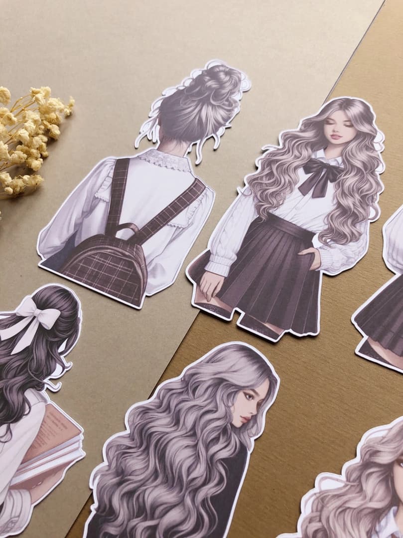 Stickers - T's Stationery - Light Academia Girls - 4 - T's Stationery - Tidformera
