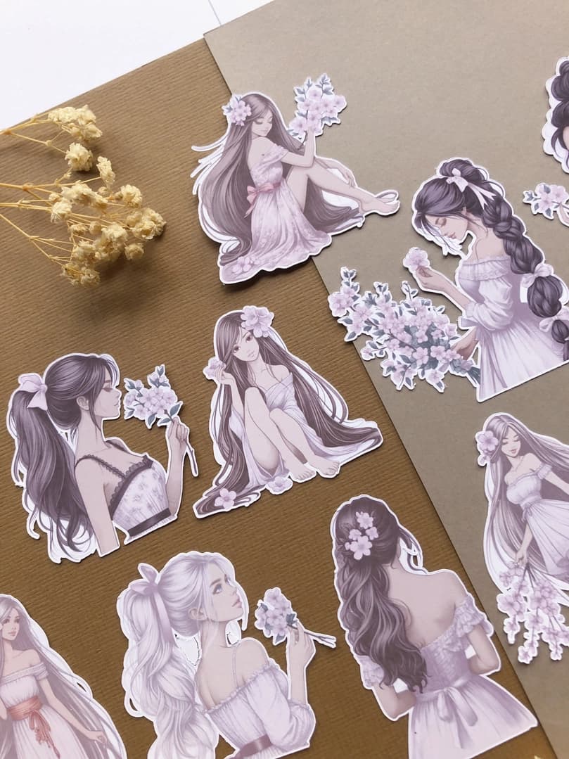 Stickers - T's Stationery - Sakura Goddess - 4 - T's Stationery - Tidformera