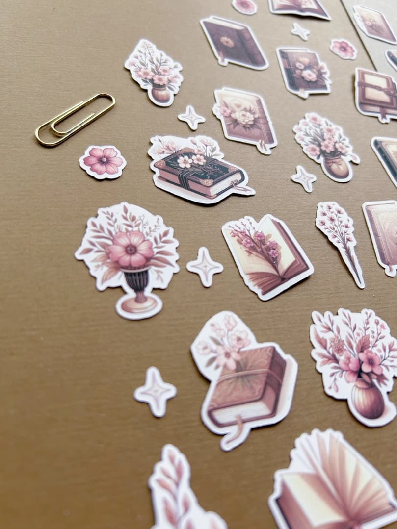 Stickers - T's Stationery - XL Romantic spring Books - 3 - T's Stationery - Tidformera