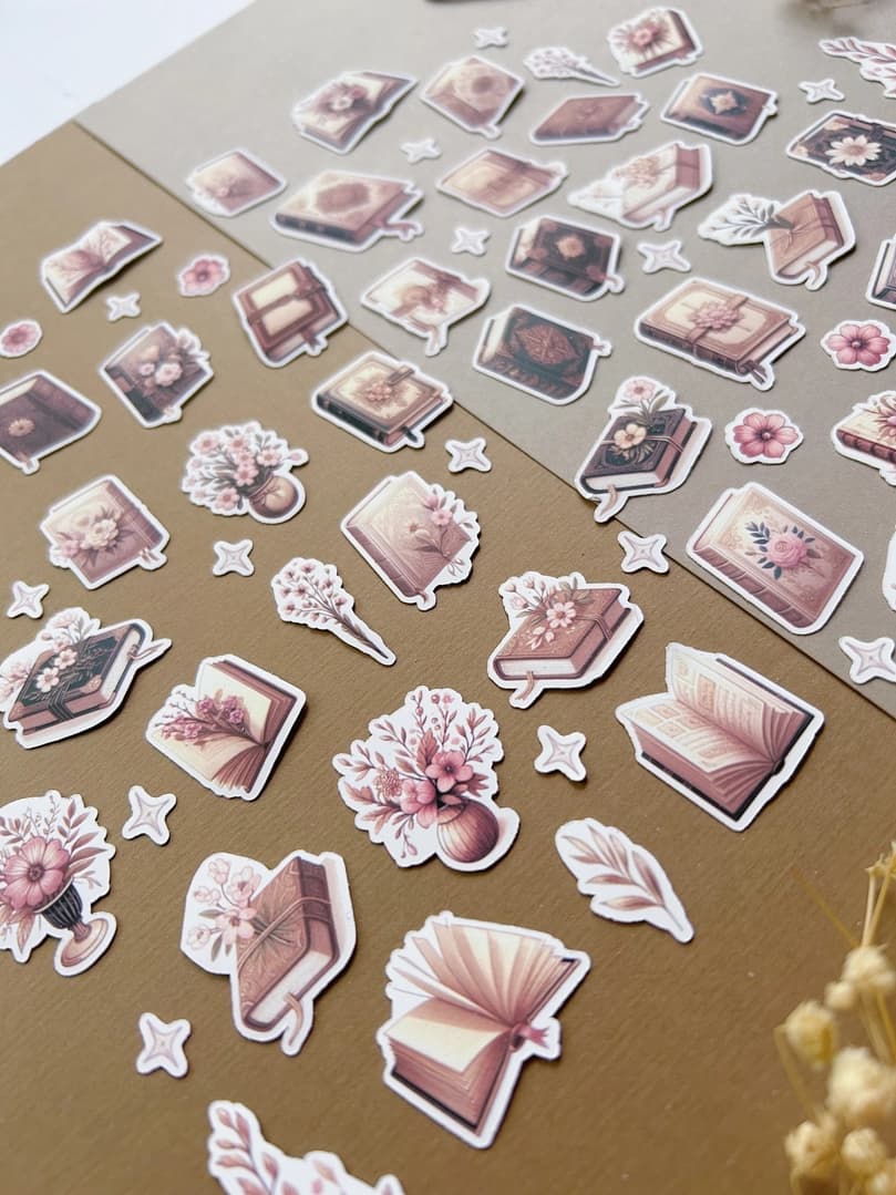 Stickers - T's Stationery - XL Romantic spring Books - 2 - T's Stationery - Tidformera