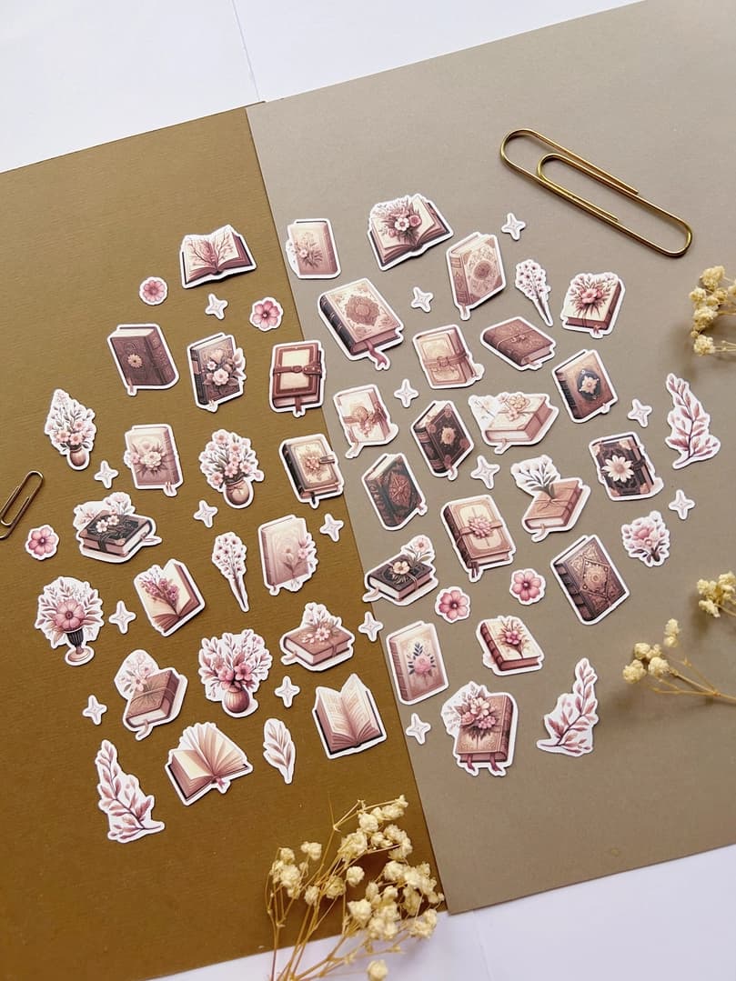 Stickers - T's Stationery - XL Romantic spring Books - 5 - T's Stationery - Tidformera