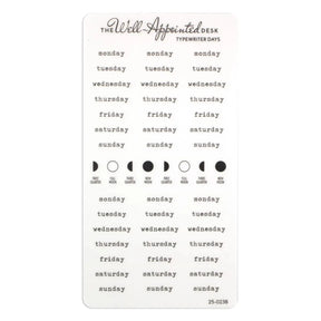 Stickers - Typewriter Days Weekly - Black - 1 - The Well-Appointed Desk - Tidformera