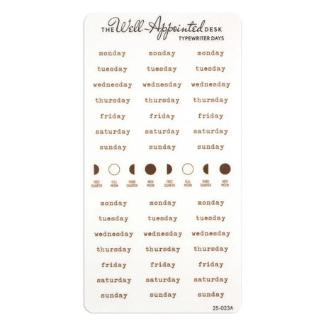 Stickers - Typewriter Days Weekly - Brown - 1 - The Well-Appointed Desk - Tidformera