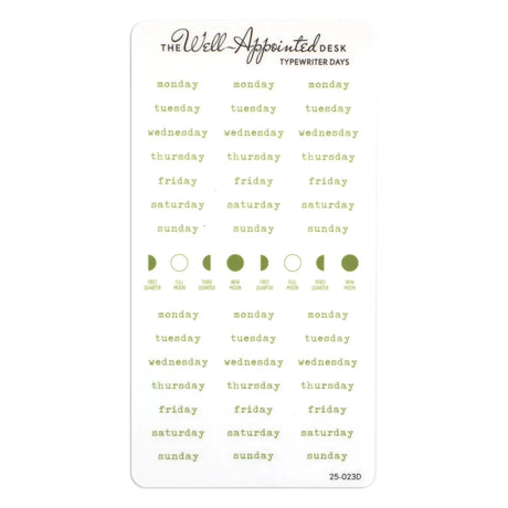 Stickers - Typewriter Days Weekly - Green - 1 - The Well-Appointed Desk - Tidformera