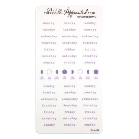 Stickers - Typewriter Days Weekly - Purple - 1 - The Well-Appointed Desk - Tidformera