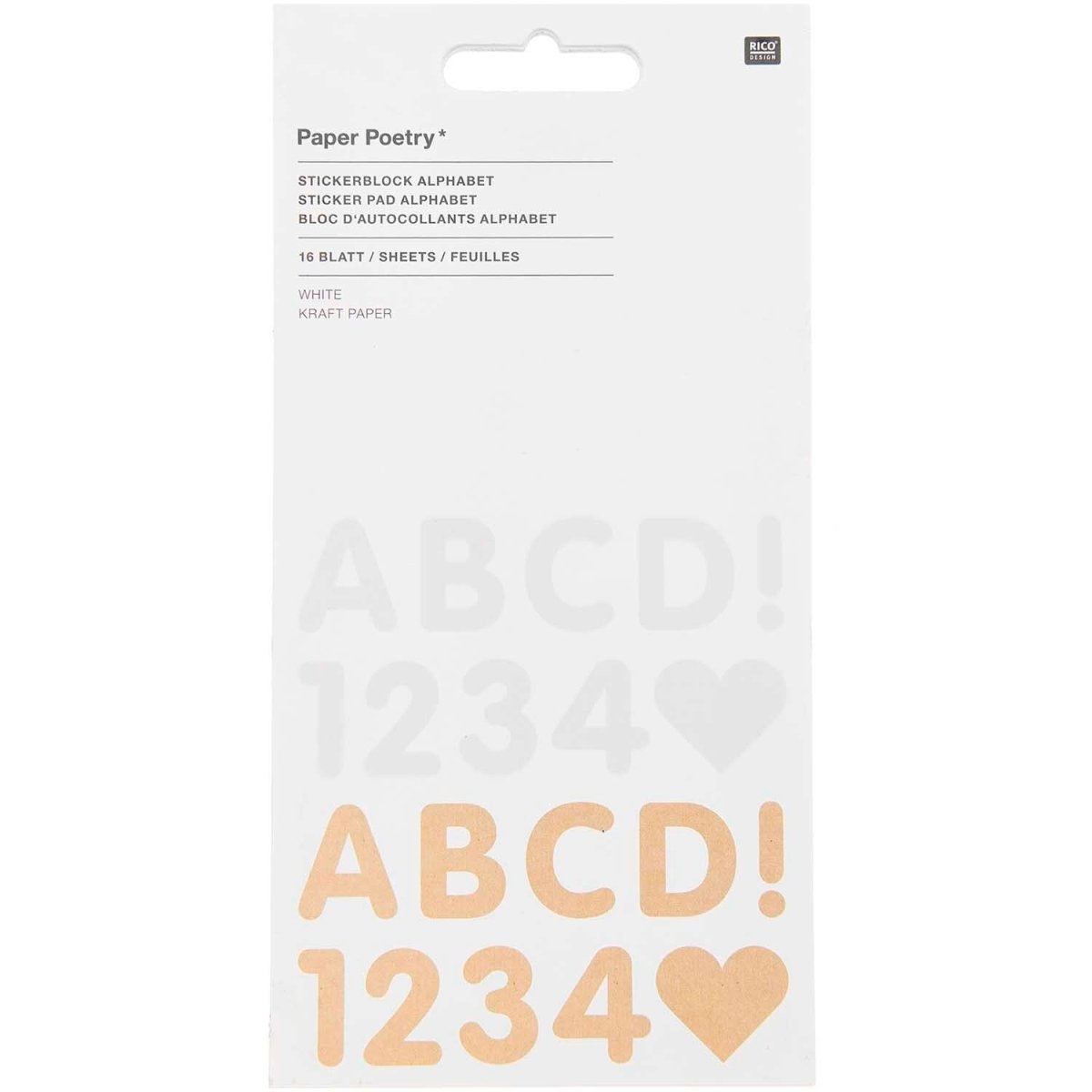 Stickersblock Paper Poetry Alfabetet - White/Craft - 1 - Rico Design - Tidformera