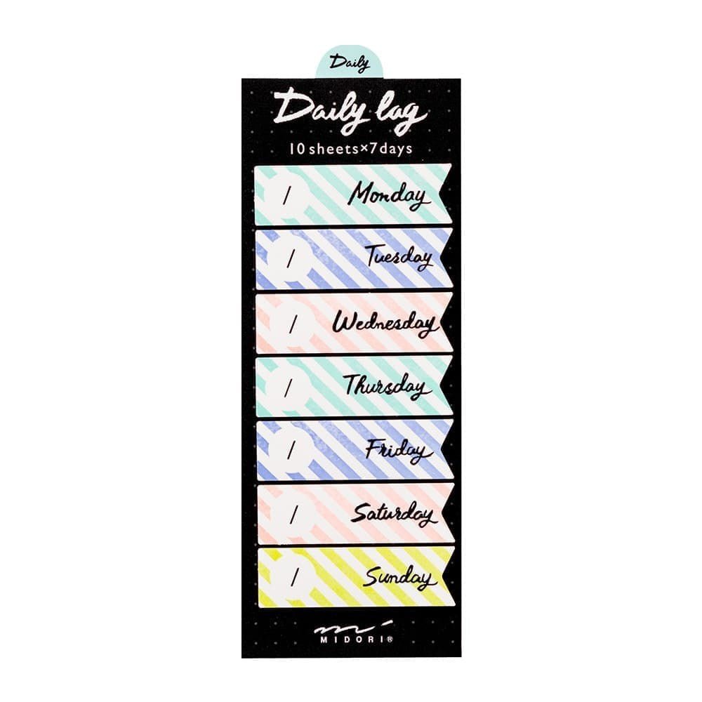 Sticky notes Journal - Daily log Stripes - Midori - Tidformera