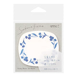 Sticky Notes Transparency Blue Flowers - Midori - Tidformera