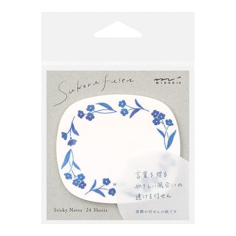 Sticky Notes Transparency Blue Flowers - Midori - Tidformera