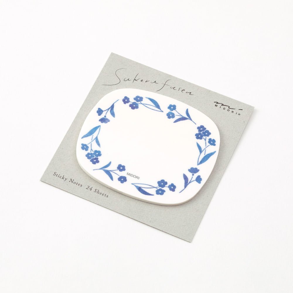 Sticky Notes Transparency Blue Flowers - Midori - Tidformera