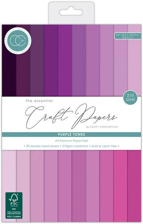 The Essential Craft Papers - Purple Tones - 1 - Craft Consortium - Tidformera