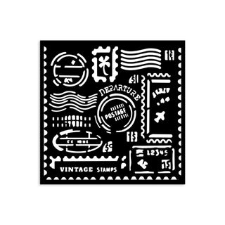 Thick Stencil 12 x 12 cm - Art of Travelling - Stamps från Stamperia - Tidformera