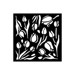 Thick Stencil 12 x 12 cm - Art of Travelling - Tulips - 1 - Stamperia - Tidformera