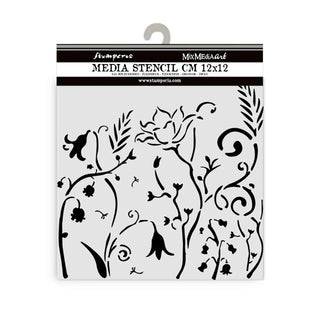 Thick Stencil 12 x 12 cm - Hidden Grove - Flowers - 1 - Stamperia - Tidformera