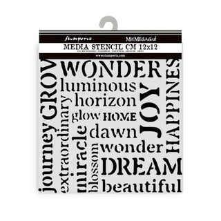 Thick Stencil 12 x 12 cm - Hidden Grove - Writings - 1 - Stamperia - Tidformera