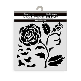 Thick Stencil 12 x 12 cm - House of Roses - Big Rose - 1 - Stamperia - Tidformera