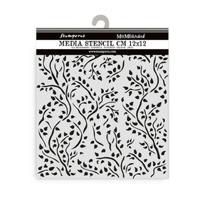 Thick Stencil 12 x 12 cm - House of Roses - Branch Pattern - 1 - Stamperia - Tidformera
