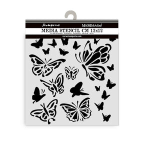 Thick Stencil 12 x 12 cm - House of Roses - Papillon - 1 - Stamperia - Tidformera