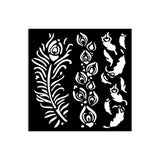 Thick Stencil 12 x 12 cm - Masquerade - Feathers - 1 - Stamperia - Tidformera