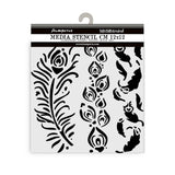 Thick Stencil 12 x 12 cm - Masquerade - Feathers - 2 - Stamperia - Tidformera