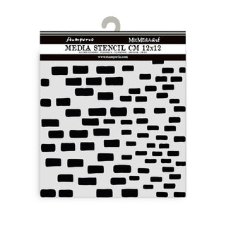 Thick Stencil 12 x 12 cm - Silent Sea - Bricks Pattern från Stamperia - Tidformera