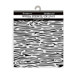 Thick Stencil 12 x 12 cm - Silent Sea - Wood Pattern från Stamperia - Tidformera