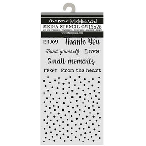 Thick Stencil 12 x 25 cm - Cozy Family - Writings and Dots - 1 - Stamperia - Tidformera