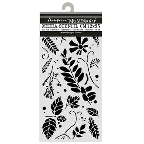 Thick Stencil 12 x 25 cm - Flowers and Poems - Mixed Leaves - 1 - Stamperia - Tidformera