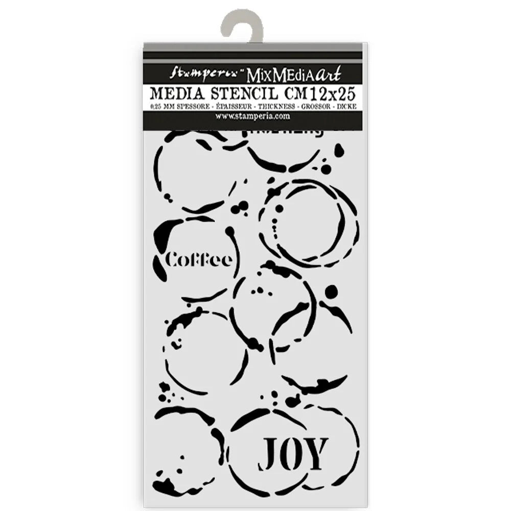 Thick Stencil 12 x 25 cm - Furry Friends - Coffee Prints - 1 - Stamperia - Tidformera
