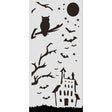 Thick Stencil 12 x 25 cm - Halloween - House and owl - 1 - Stamperia - Tidformera