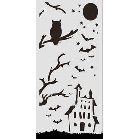 Thick Stencil 12 x 25 cm - Halloween - House and owl - 1 - Stamperia - Tidformera