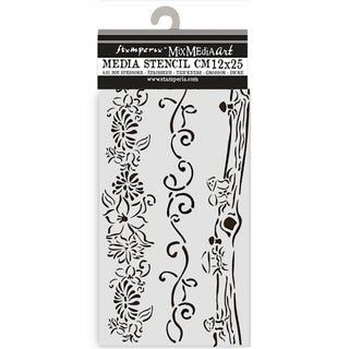 Thick Stencil 12 x 25 cm - Hidden Grove - Borders - 1 - Stamperia - Tidformera